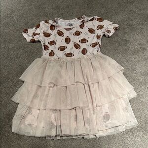 Charming Football Print Dress with Tulle Skirt